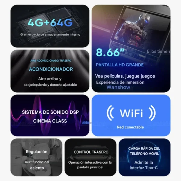 PANTALLA TRASERA 8,6" MULTIMEDIA PARA TESLA MODEL 3 Y - Imagen 10